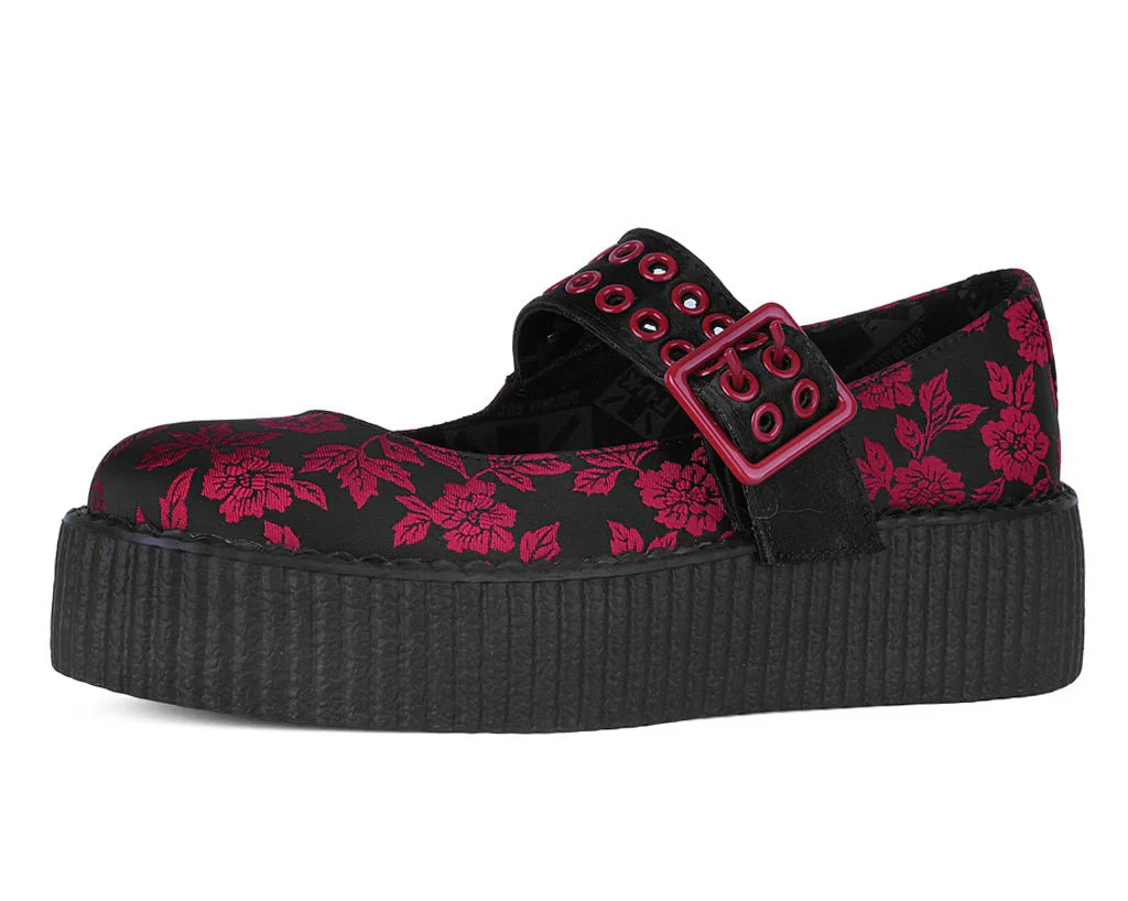 Black & Red Silk Flower Mondo Mary Jane