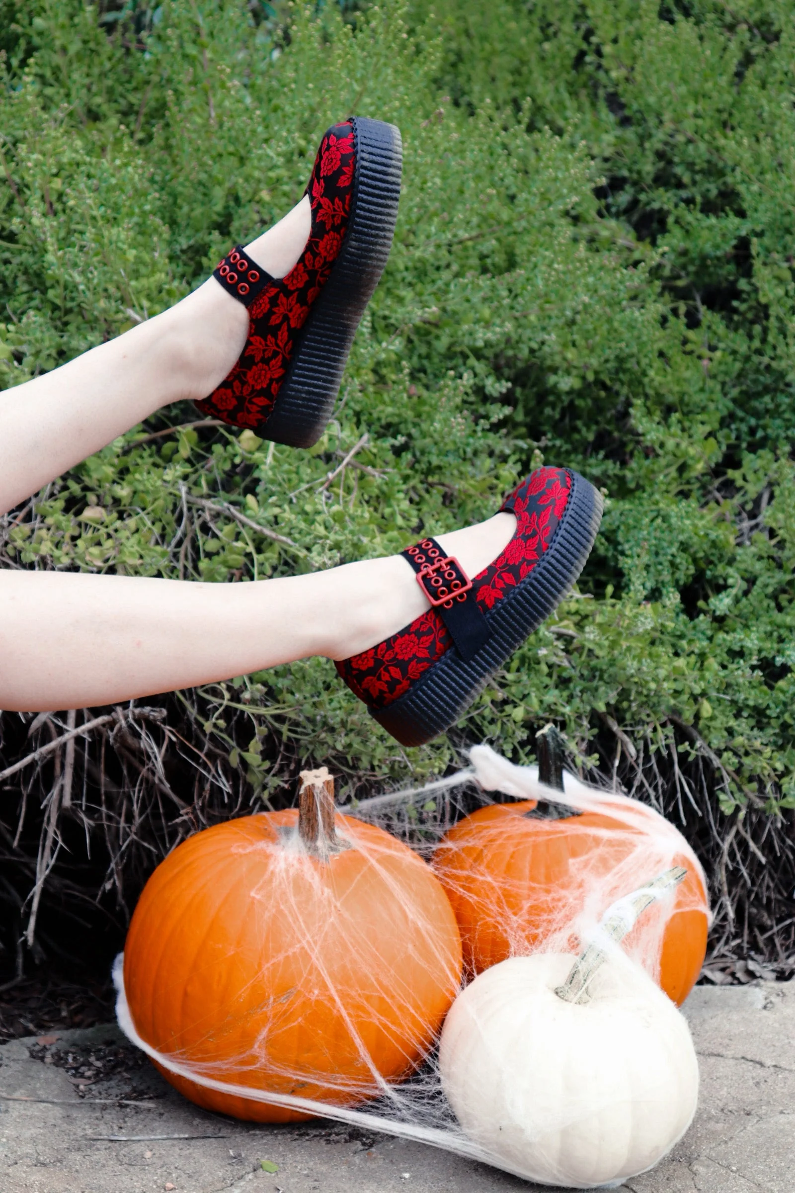 Black & Red Silk Flower Mondo Mary Jane