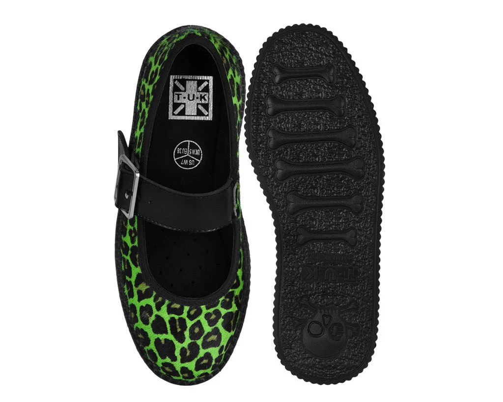Green Leopard Cow Hair Mondo Mary Jane