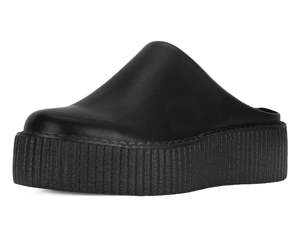 Black Leather Viva Mondo Creeper Clog