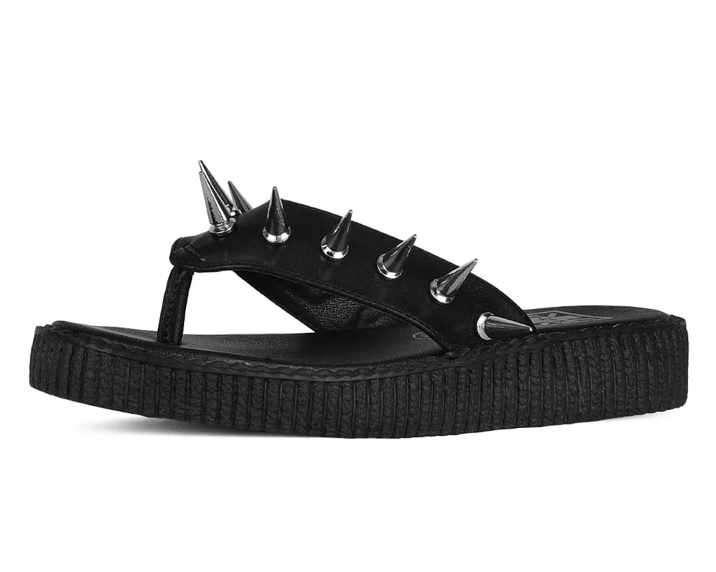 Black & Silver Spike Viva Low Flip Flop