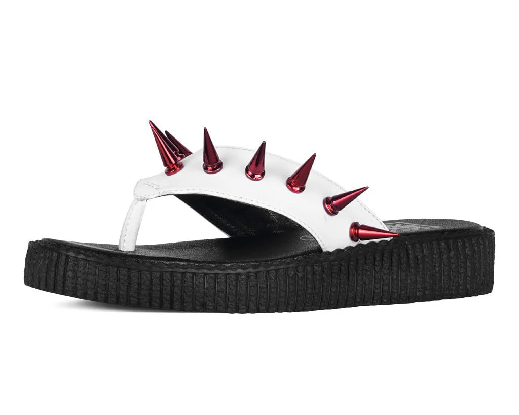 White & Red Spike Viva Low Flip Flop