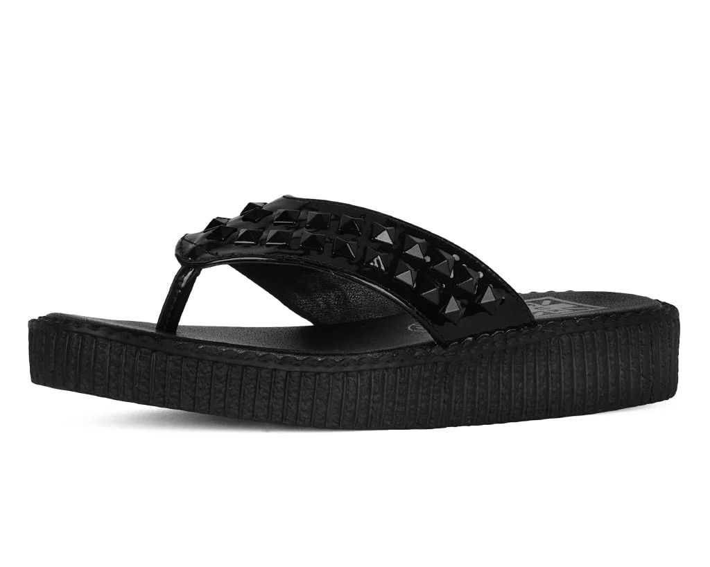Black TUKskin Stud Viva Low Flip Flop