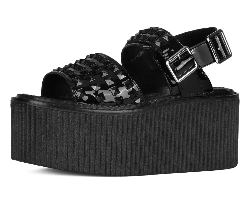 Black Patent Studded Strato Sandal