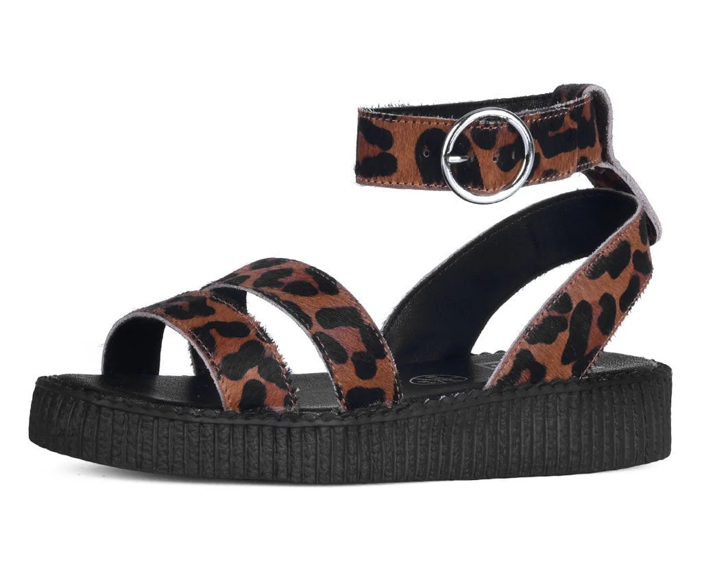 Brown Leopard Ankle Strap Sandal