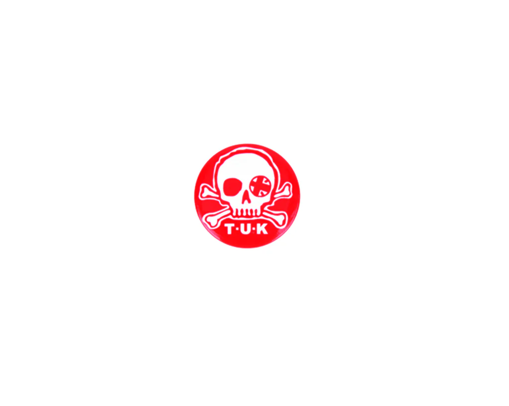 Red & White Skull Logo Pin