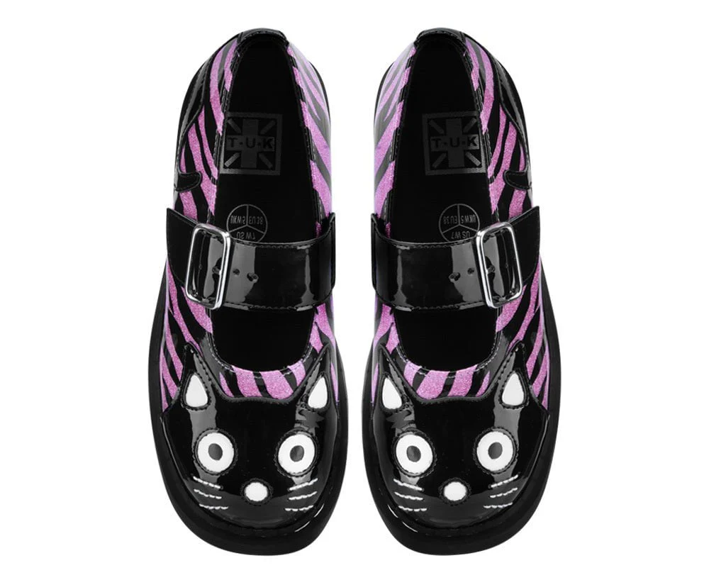 Black & Pink Zebra Kitty Mary Jane