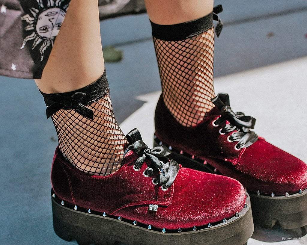 Black Fishnet & Bow Women’s Sock