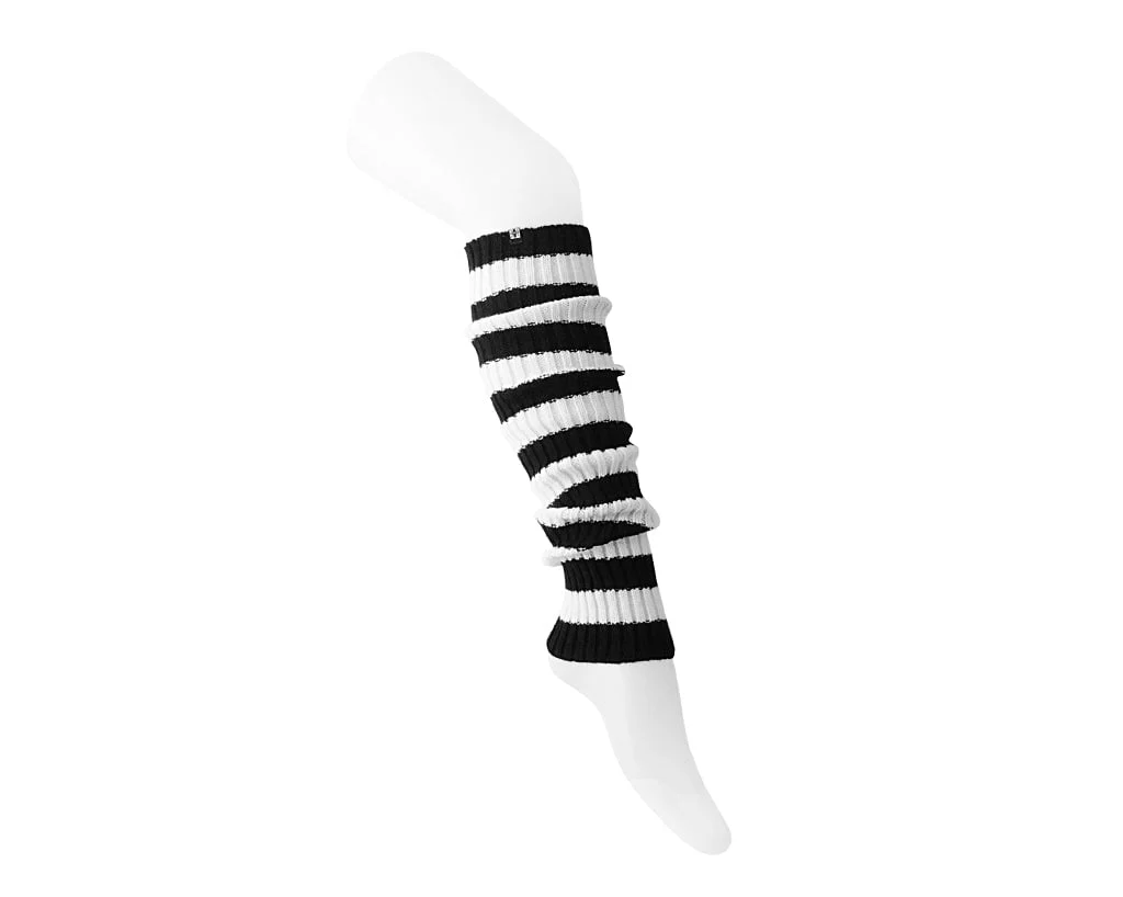 1917-Black-White-Stripe-Knit-Leg-Warmer-4.webp Black & White Stripe Knit Leg Warmer