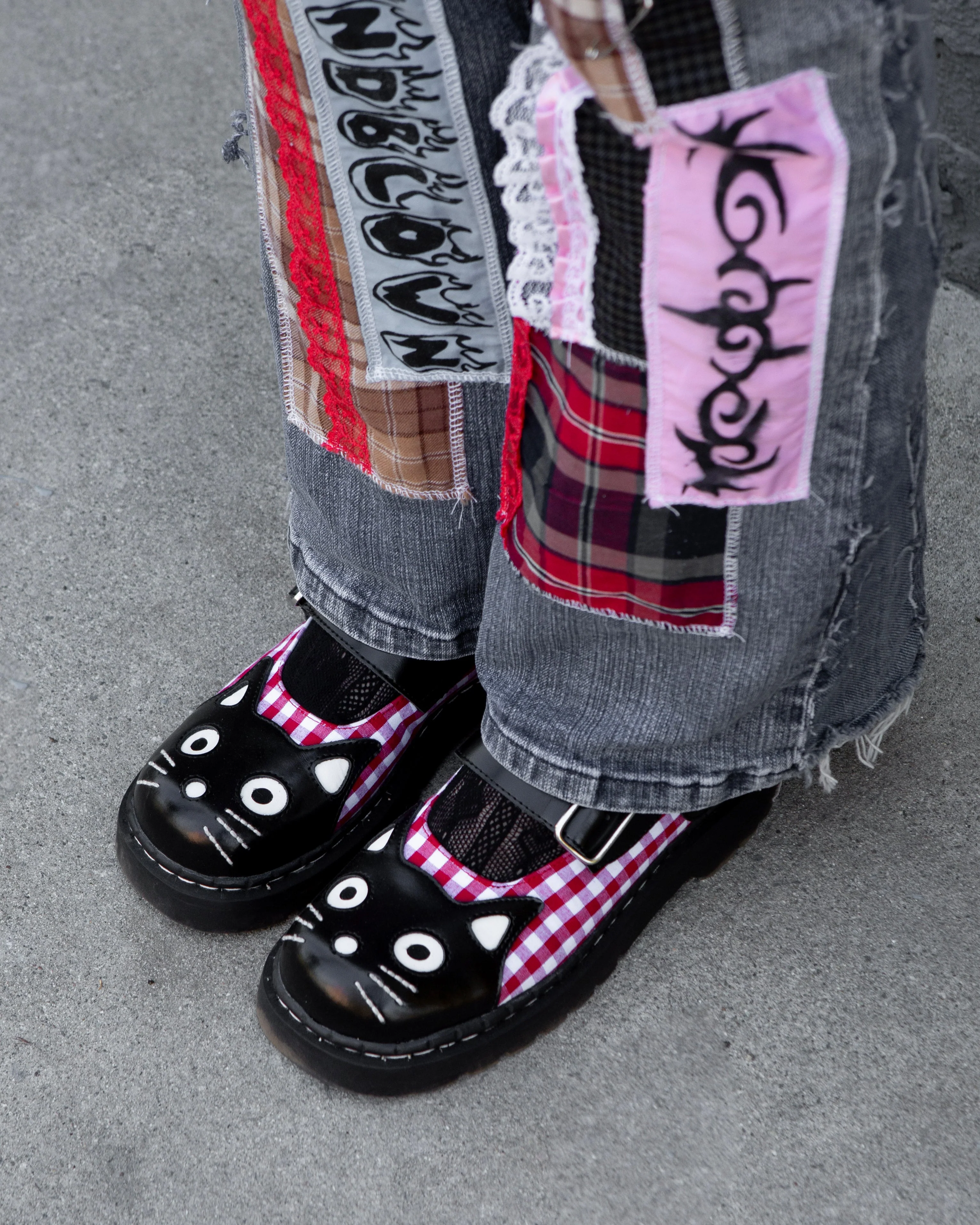 206-Black-Red-Gingham-Kitty-Mary-Jane-3.webp Black & Red Gingham Kitty Mary Jane