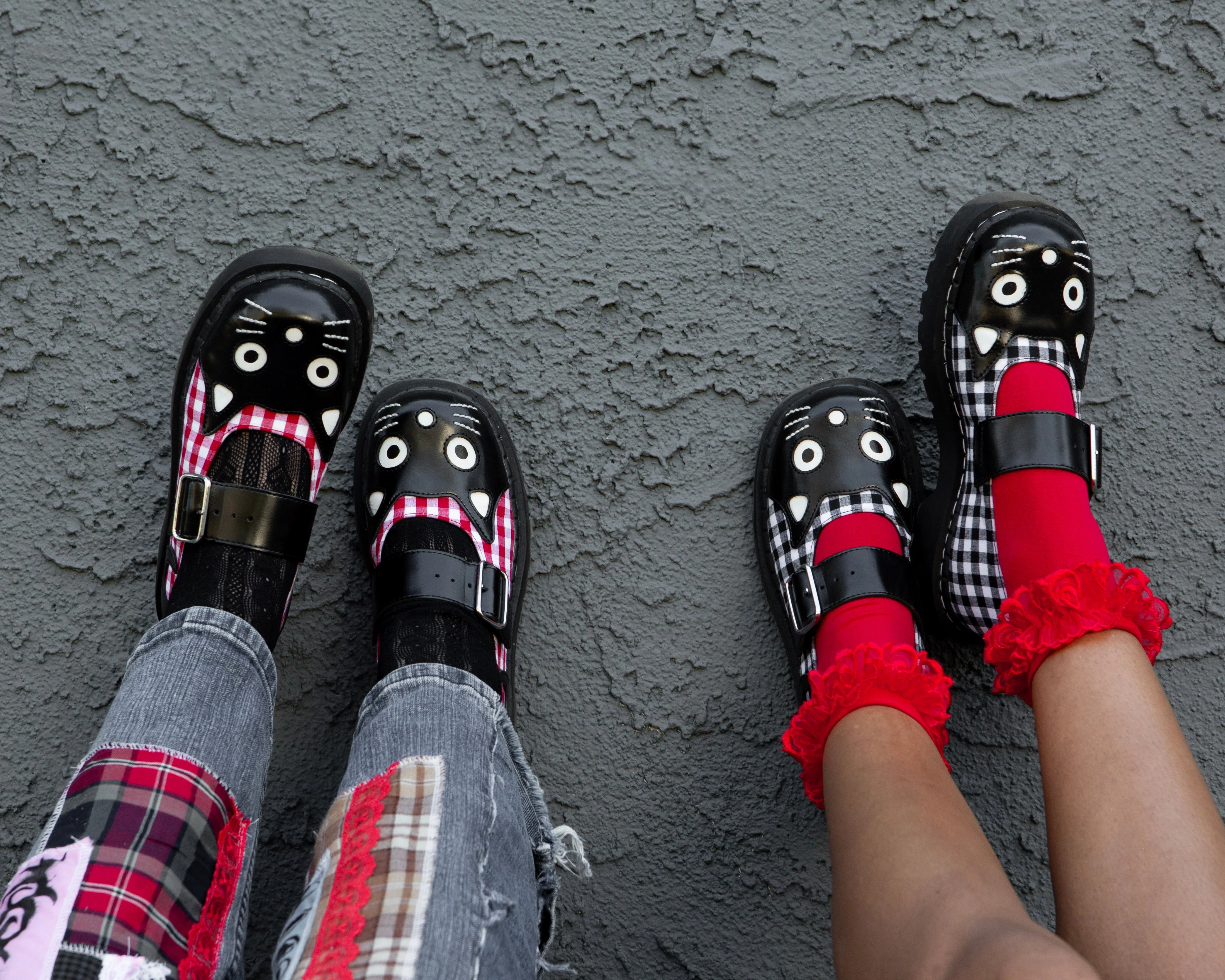 206-Black-Red-Gingham-Kitty-Mary-Jane-4.webp Black & Red Gingham Kitty Mary Jane