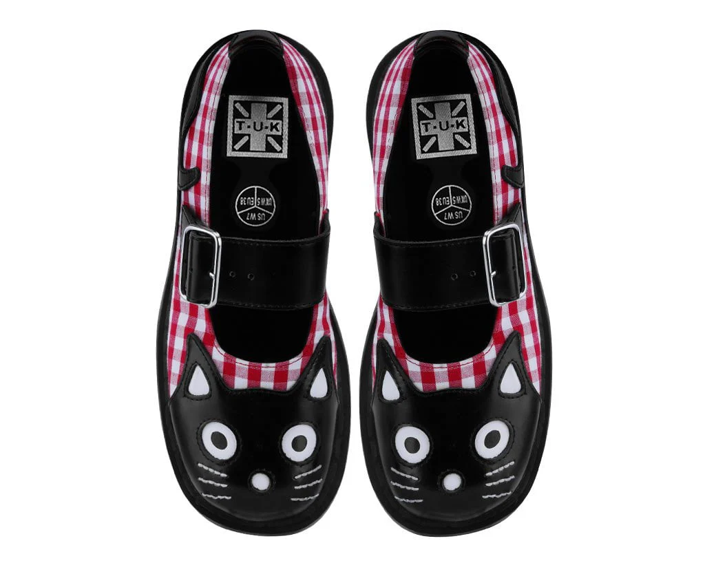 206-Black-Red-Gingham-Kitty-Mary-Jane-5.webp Black & Red Gingham Kitty Mary Jane