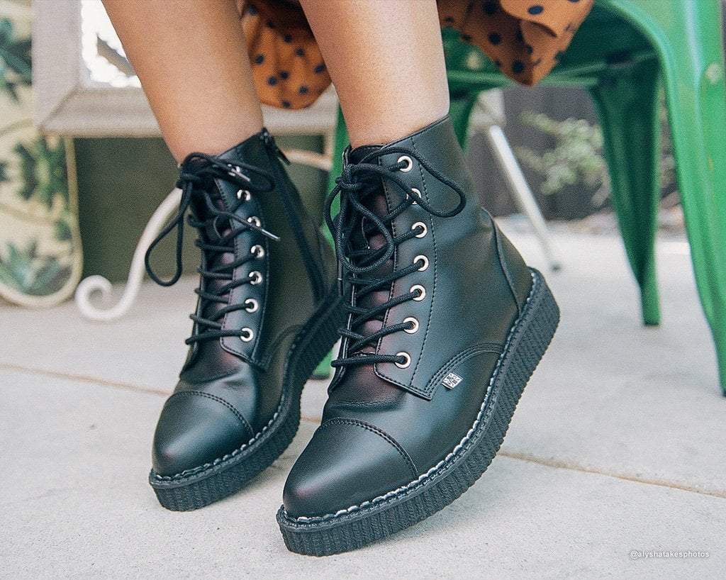 Black TUKskinâ„¢ Pointed Lace Up Boot