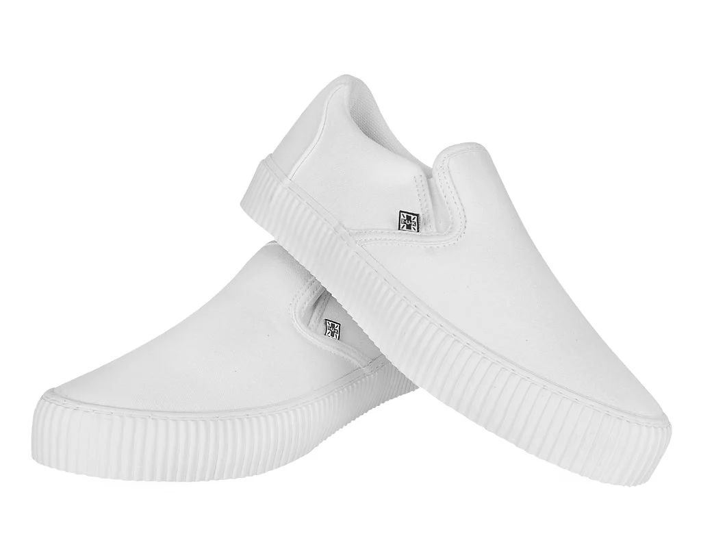 2727-White-Twill-Slip-On-Creeper-Sneaker-3.webp White Twill Slip-On Creeper Sneaker