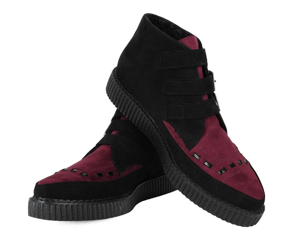 284-Black-Burgundy-3-Buckle-Pointed-Creeper-Boot-3.webp Black & Burgundy 3-Buckle Pointed Creeper Boot