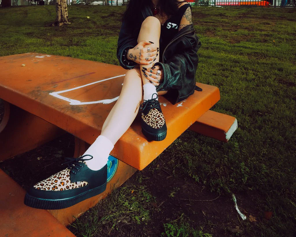 Black & Leopard Tie Pointed Lace Up EZC