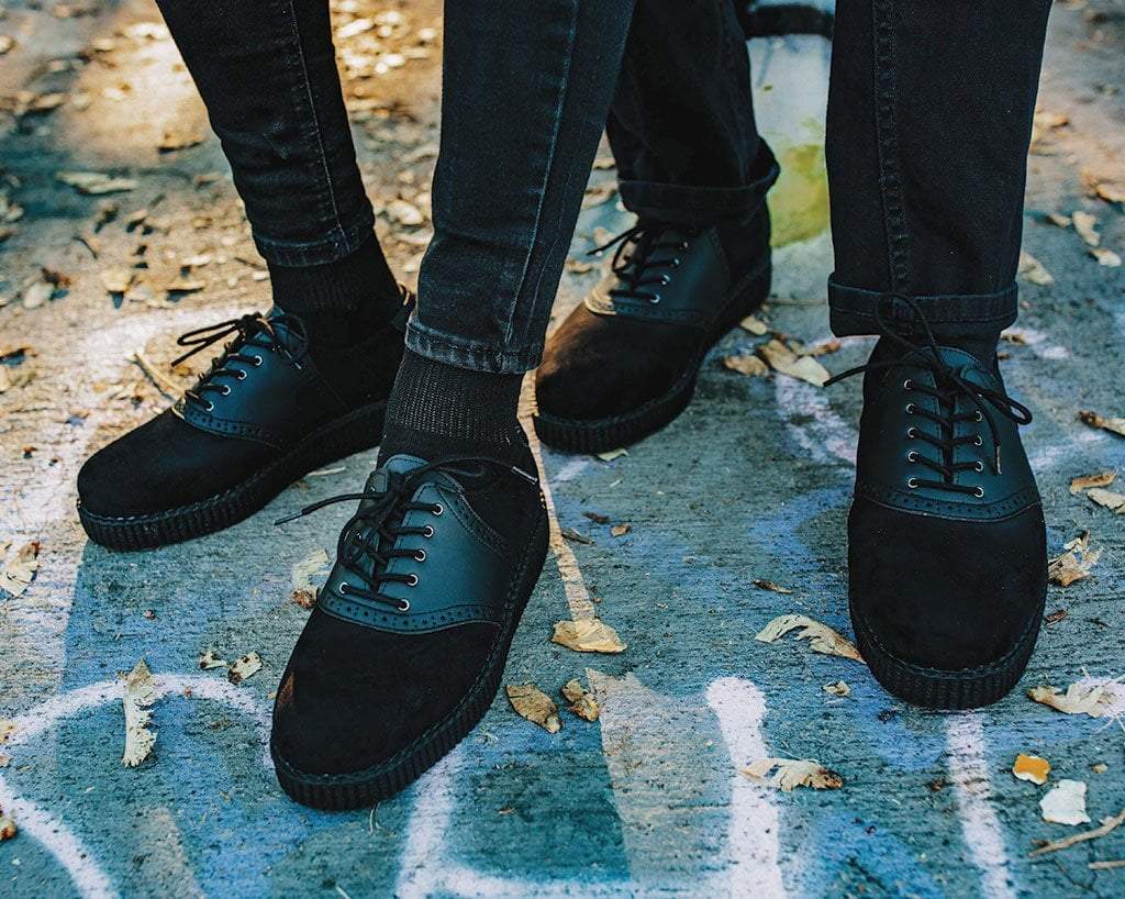 Black Faux Suede & TUKskinâ„¢ Saddle Oxford
