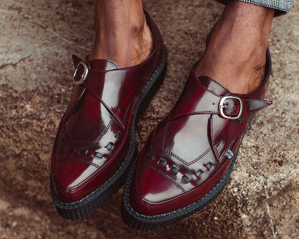 Burgundy Rub Off TUKskinâ„¢ Monk Buckle Creeper
