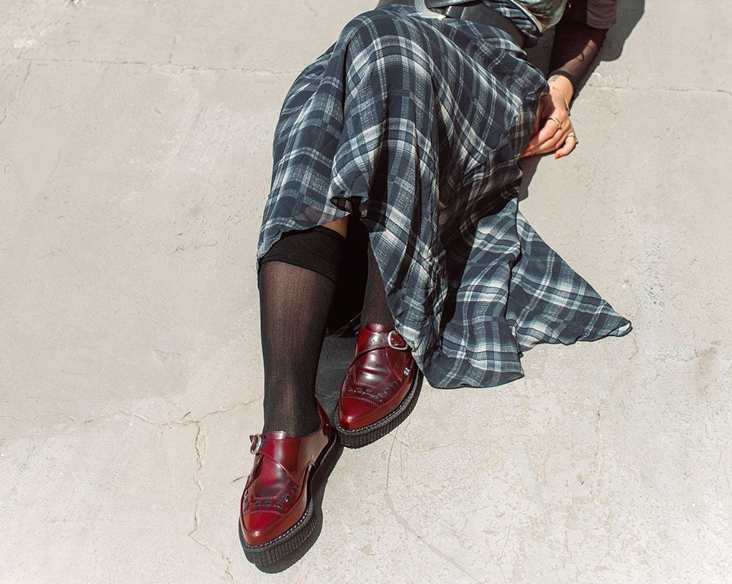 3027-Burgundy-Rub-Off-TUKskinTM-Monk-Buckle-Creeper-8.jpg Burgundy Rub Off TUKskin™ Monk Buckle Creeper