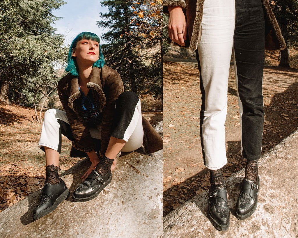 3039-Black-TUKskinTM-Western-Antique-Buckle-Pointed-Creeper-6.jpg Black TUKskin™ Western Antique Buckle Pointed Creeper