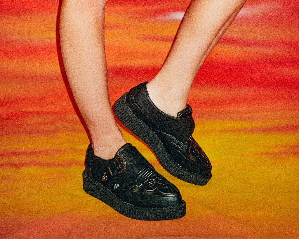 3039-Black-TUKskinTM-Western-Antique-Buckle-Pointed-Creeper-7.jpg Black TUKskin™ Western Antique Buckle Pointed Creeper