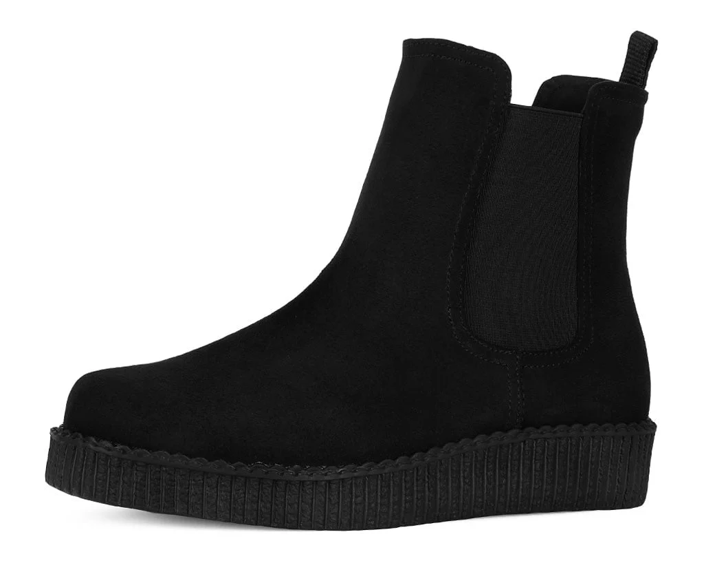 Black Faux Suede Viva Low Chelsea Boot