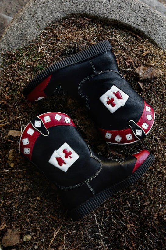Black & Red Playing Cards Western Creeper Boot