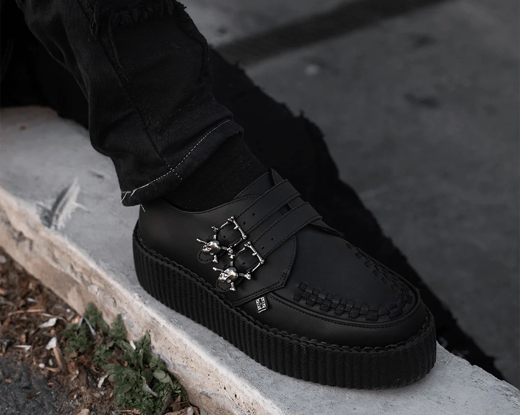 Black TUKskinâ„¢ 2-Buckle Skull Creeper