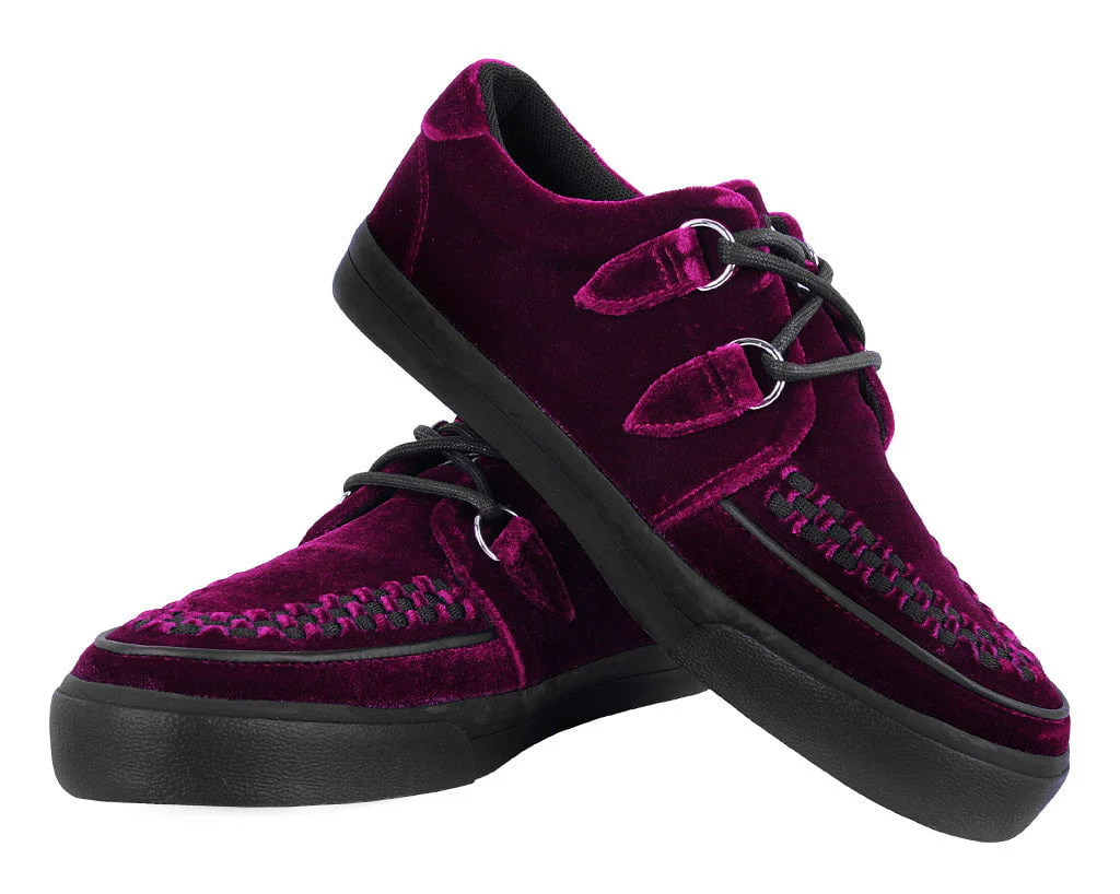 396-Burgundy-Velvet-D-Ring-Interlace-Sneaker-3.webp Burgundy Velvet D-Ring Interlace Sneaker