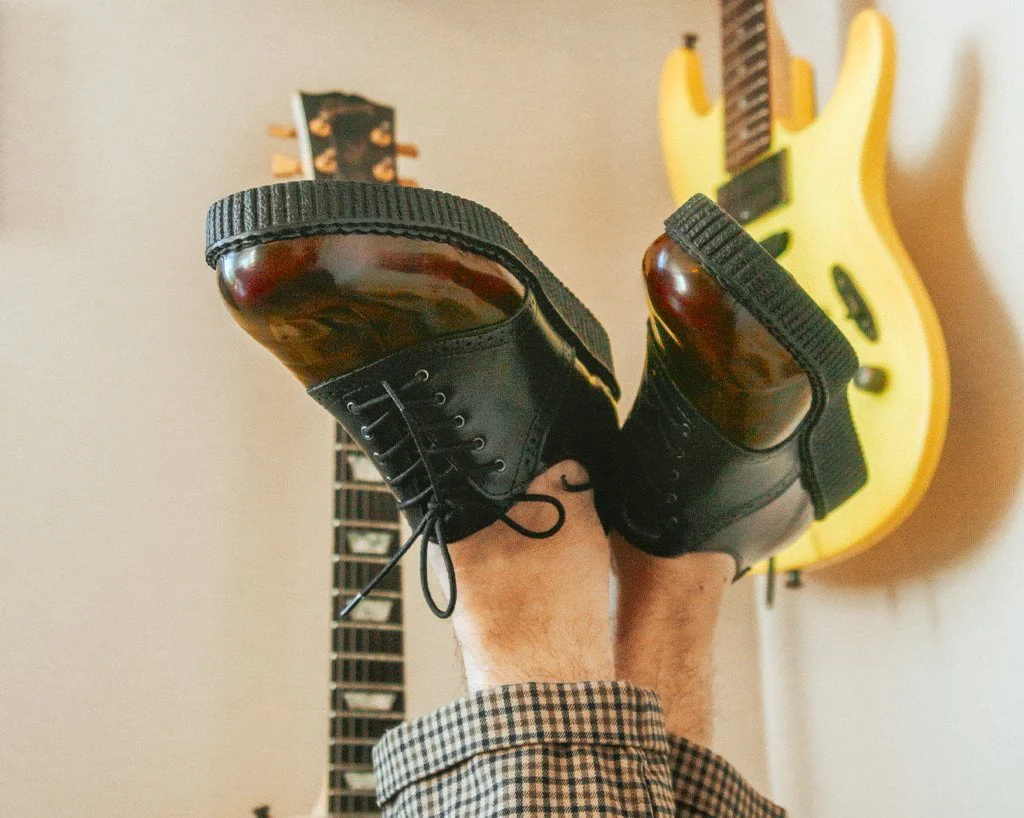 Black & Burgundy Rub-Off TUKskinâ„¢ Saddle Oxford