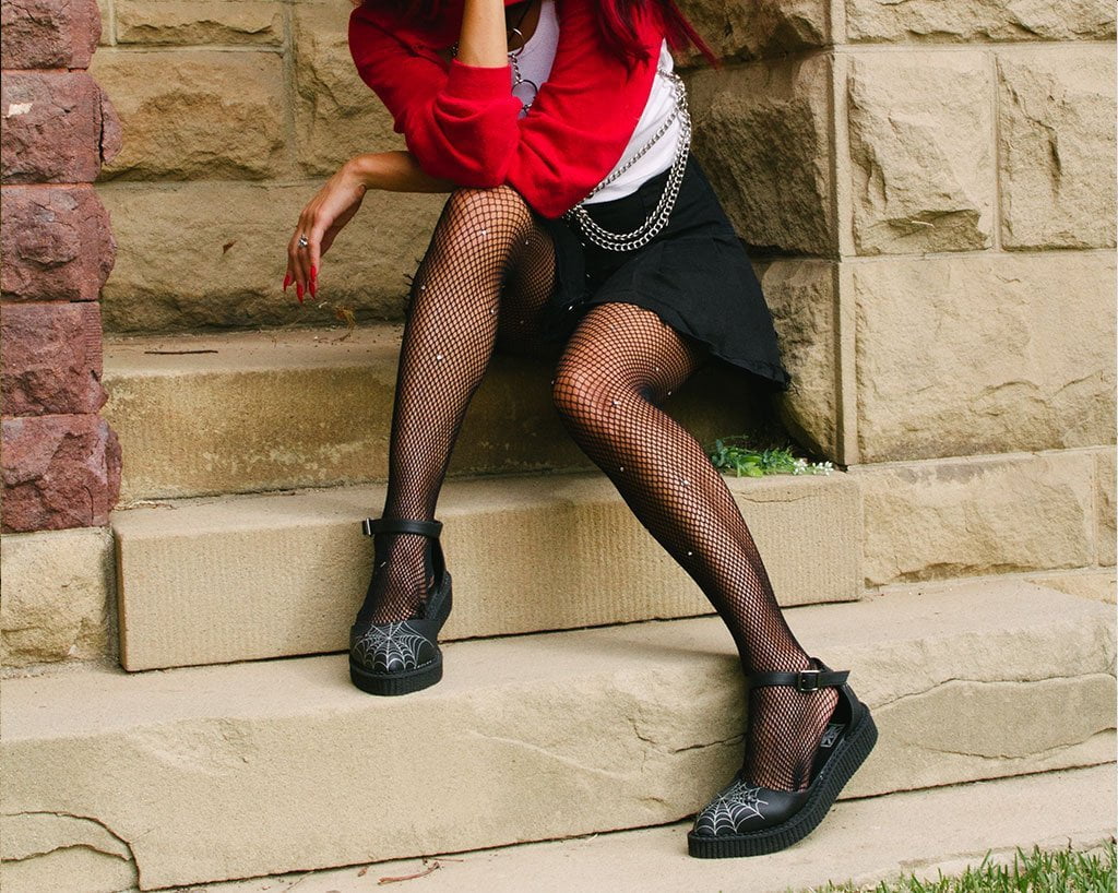 4090-Black-Pointed-Spiderweb-Glow-Sandal-6.jpg Black Pointed Spiderweb Glow Sandal