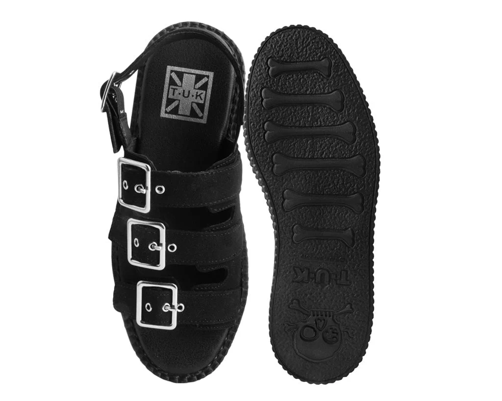 4106-Black-Faux-Suede-3-Buckle-Mondo-Sandal-4.webp Black Faux Suede 3-Buckle Mondo Sandal