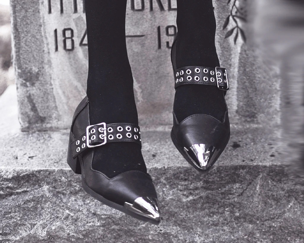 Black TUKskin Cuban Heel Mary Jane