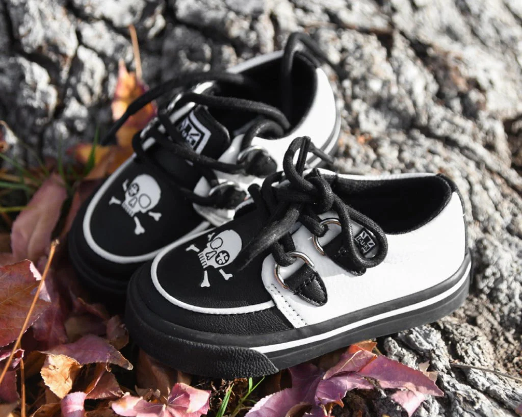 Black & White TUKskinâ„¢ Pirate Creeper Toddler Sneaker
