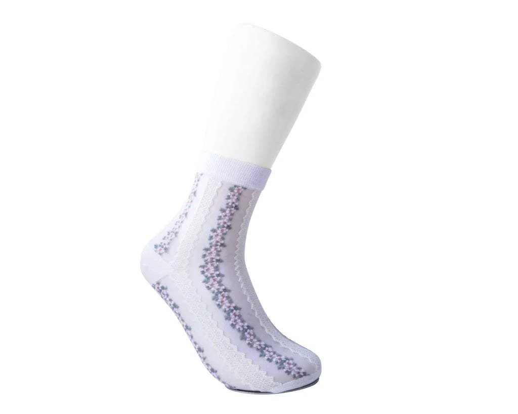 4429-White-Stripe-Floral-Sheer-Sock-4.webp White Stripe Floral Sheer Sock
