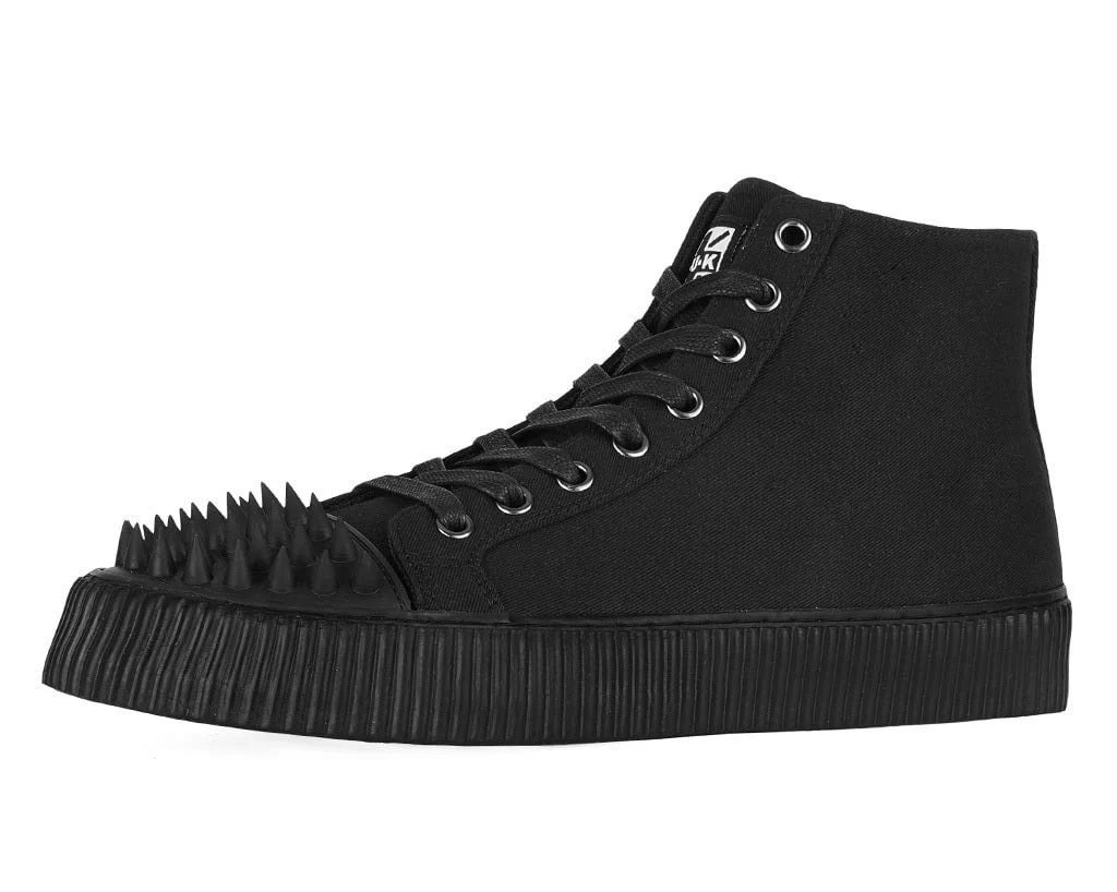 Black Twill Spiked Toe 8 Eye Sneaker Boot