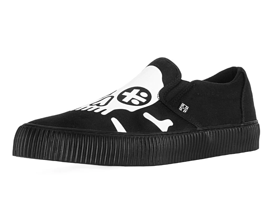 Black Skull Canvas Slip-On Sneaker