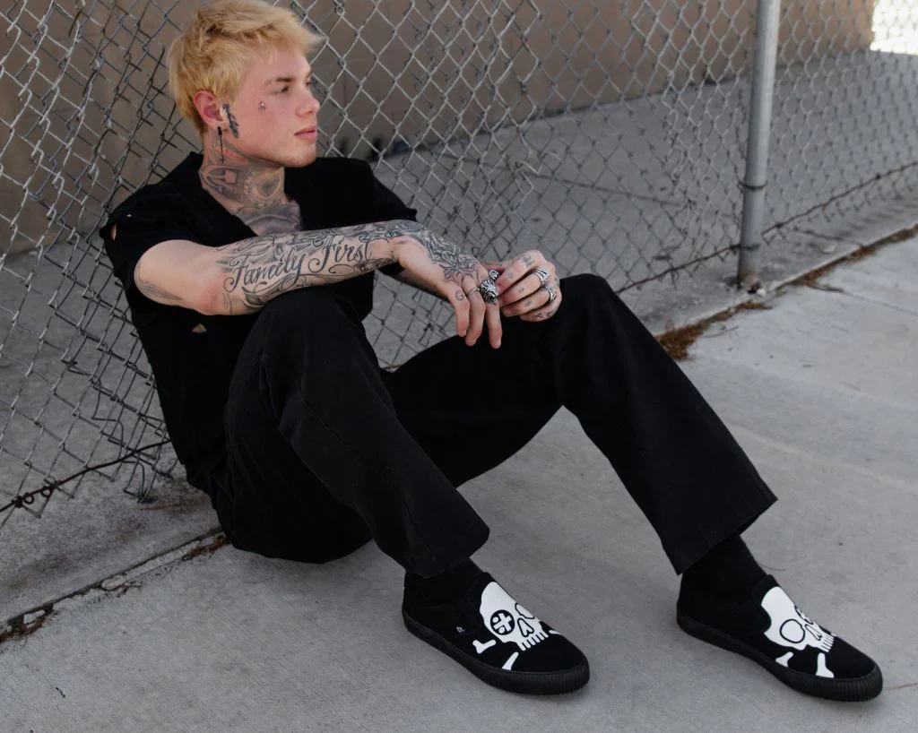 468-Black-Skull-Canvas-Slip-On-Sneaker-4.webp Black Skull Canvas Slip-On Sneaker