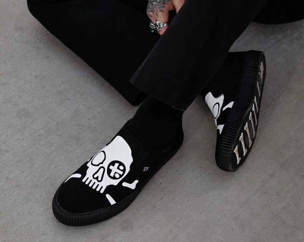 468-Black-Skull-Canvas-Slip-On-Sneaker-6.webp Black Skull Canvas Slip-On Sneaker