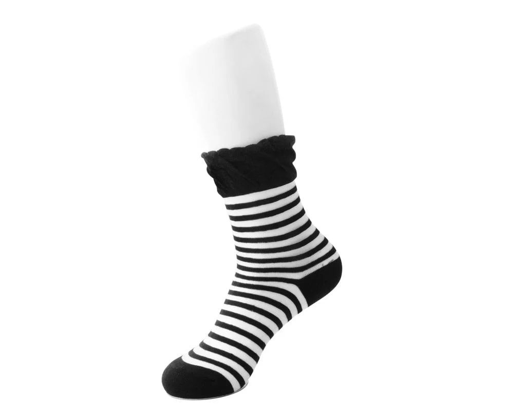 Womens Black & Sheer Stripe Sock