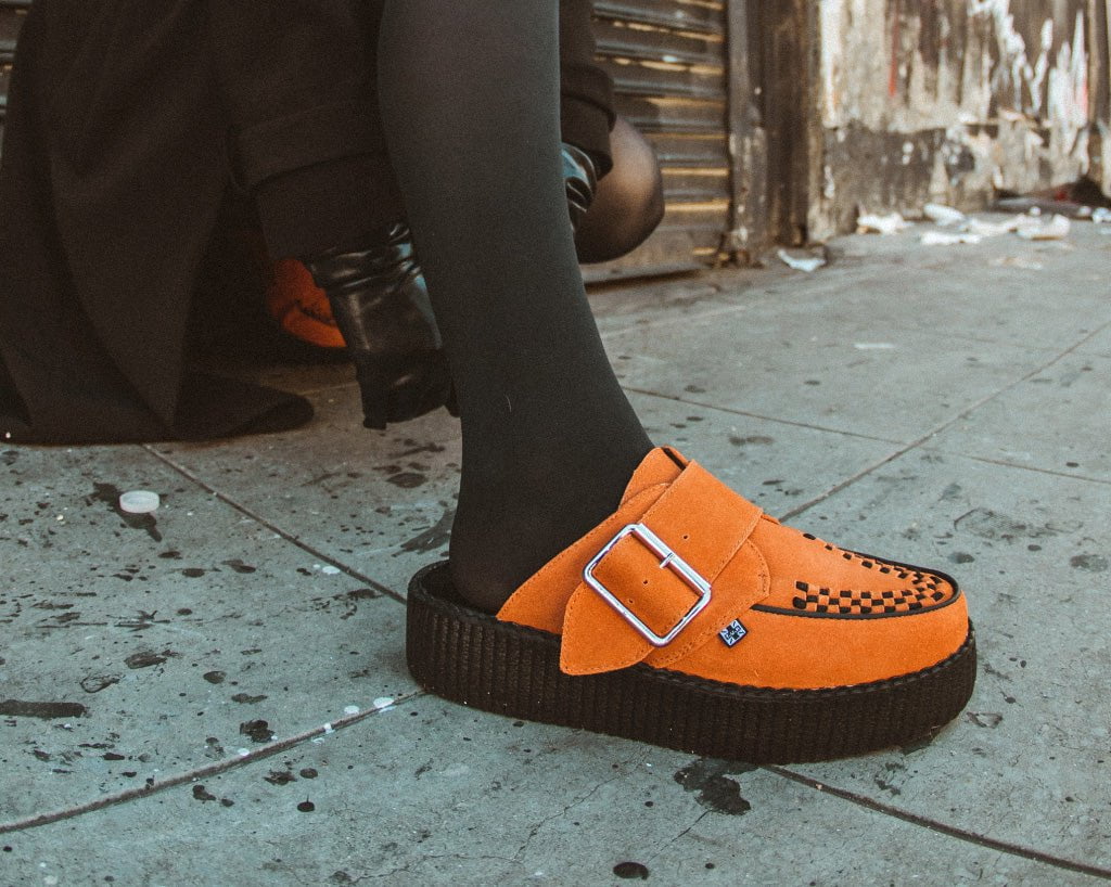 Orange Suede Creeper Mule