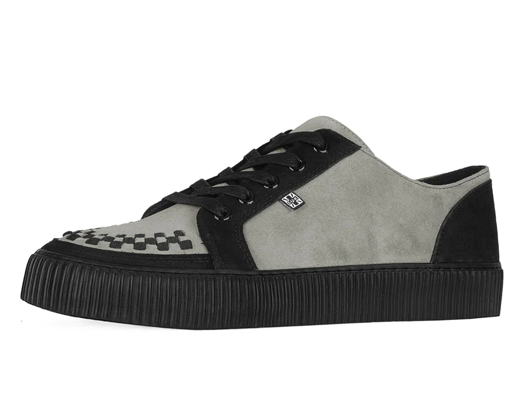 Black & Grey Suede Lace-Up Creeper Sneaker