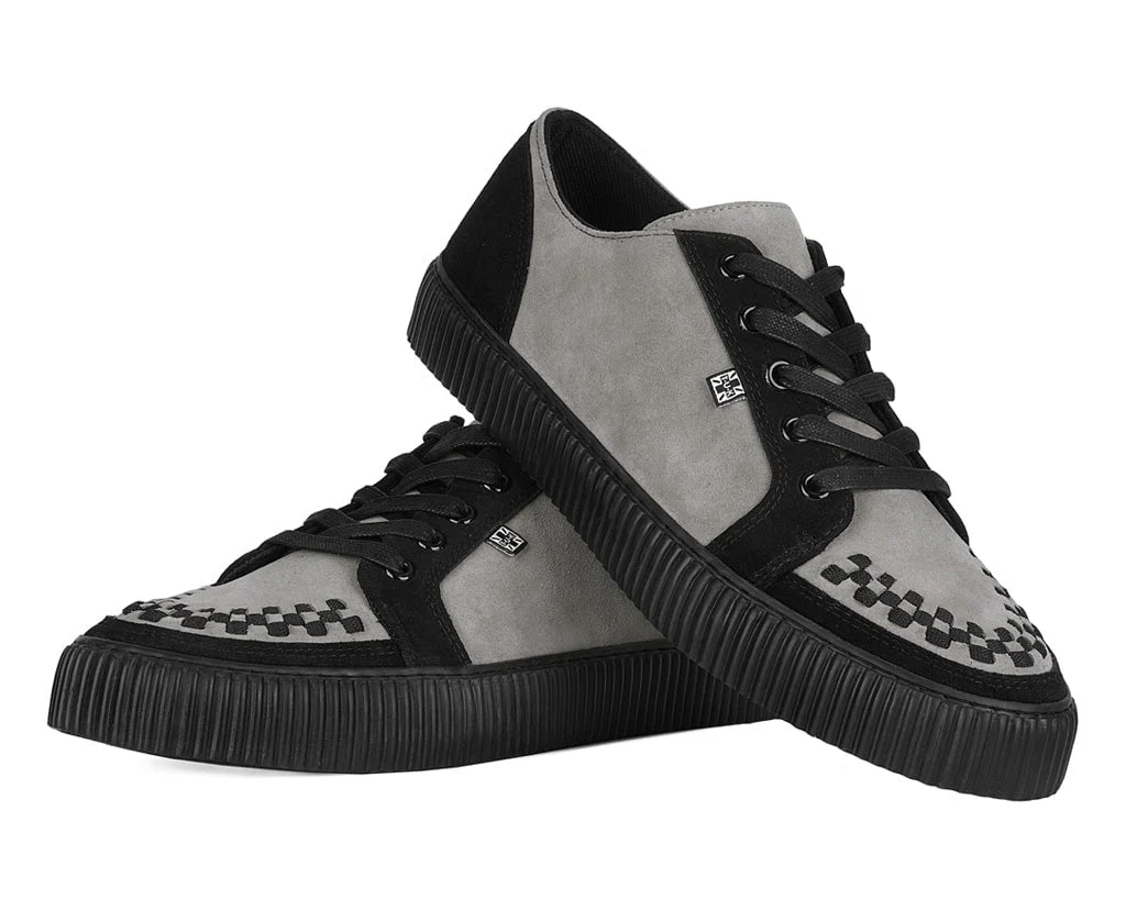 Black & Grey Suede Lace-Up Creeper Sneaker
