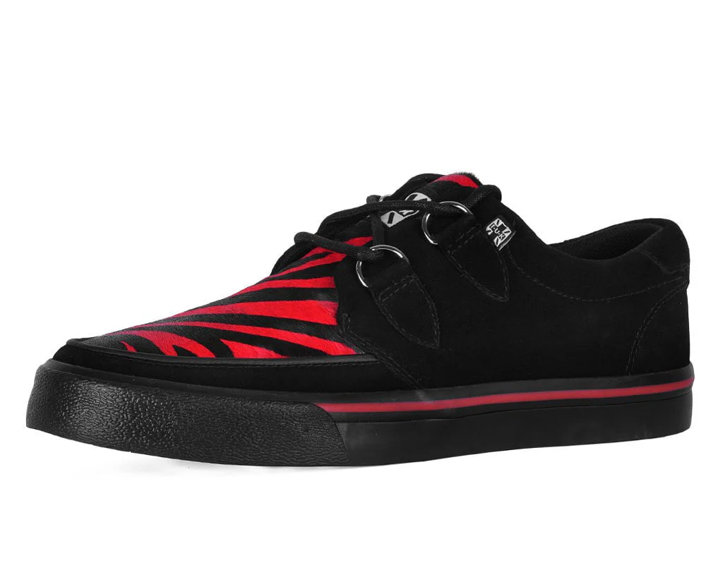 Black &Red Zebra Suede Creeper Sneaker