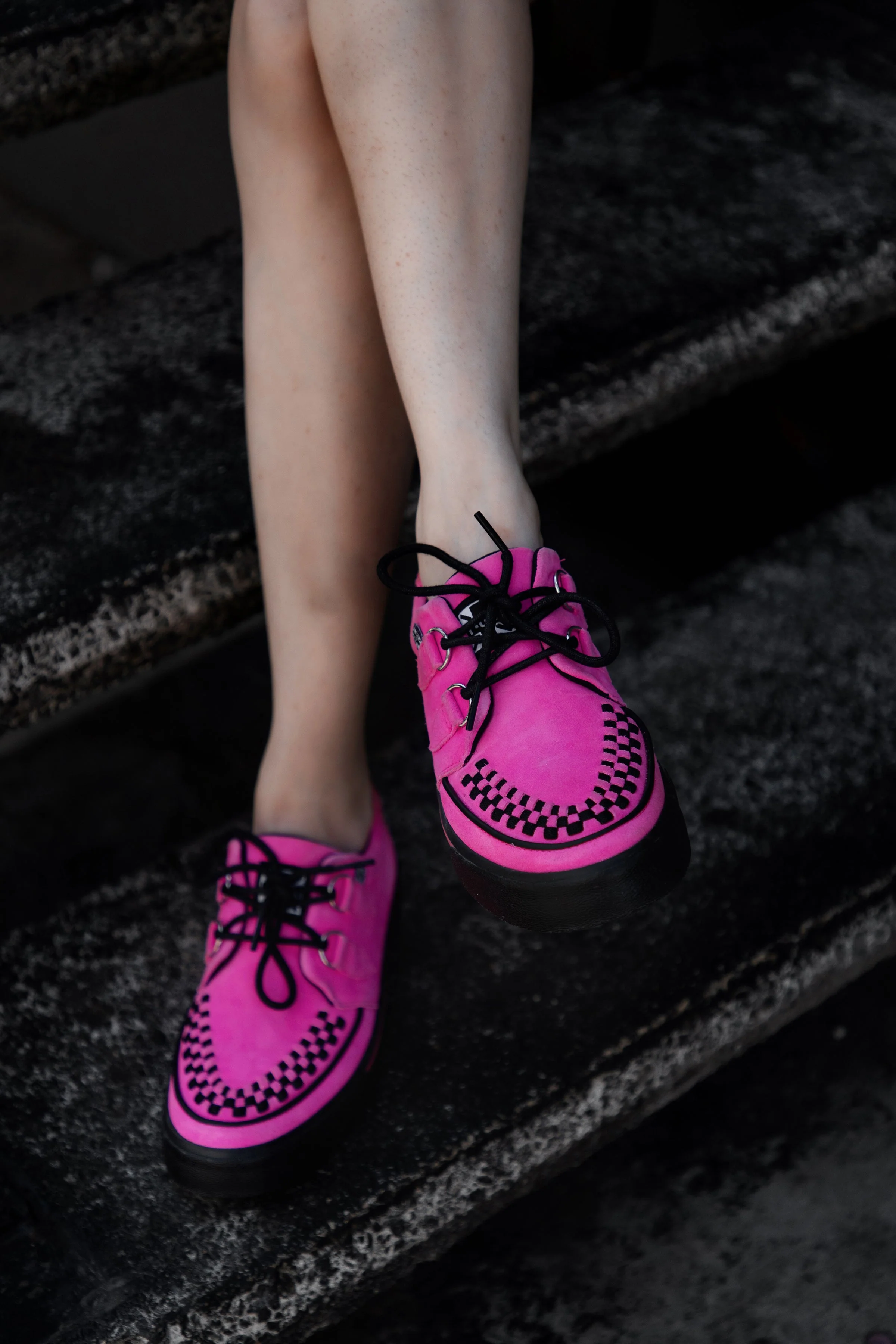 Neon Pink Suede Creeper Sneaker