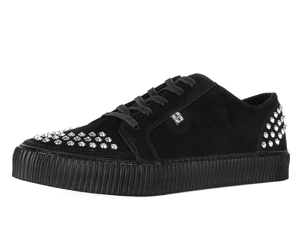 Black Suede Studded Creeper Sneaker