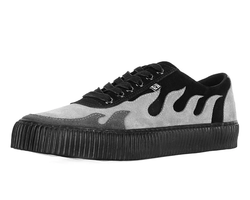 Black & Grey Suede Flame Creeper Sneaker
