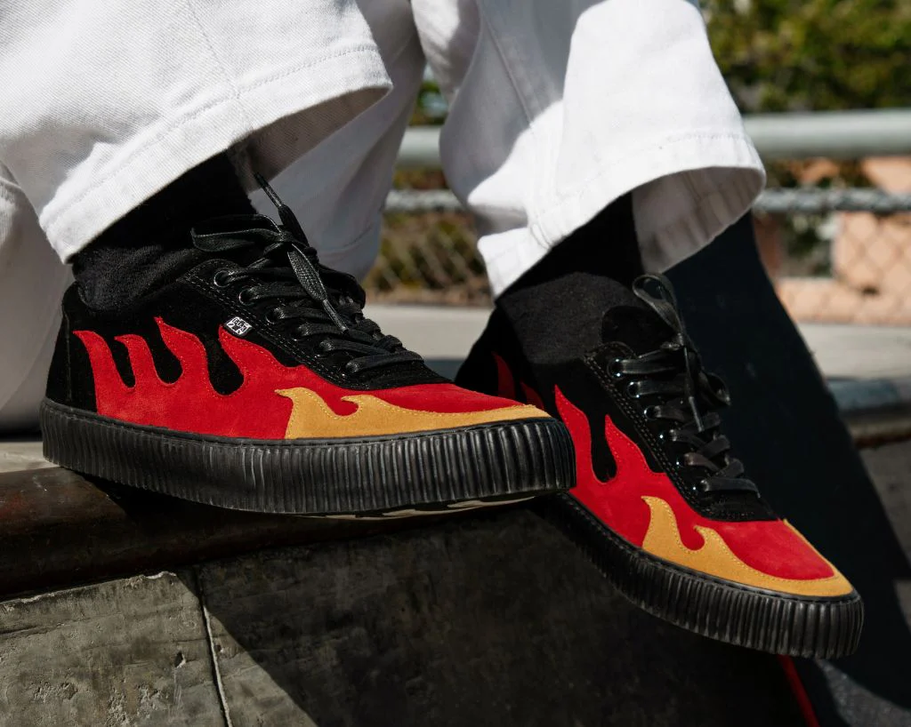 Black & Red Suede Flame Creeper Sneaker