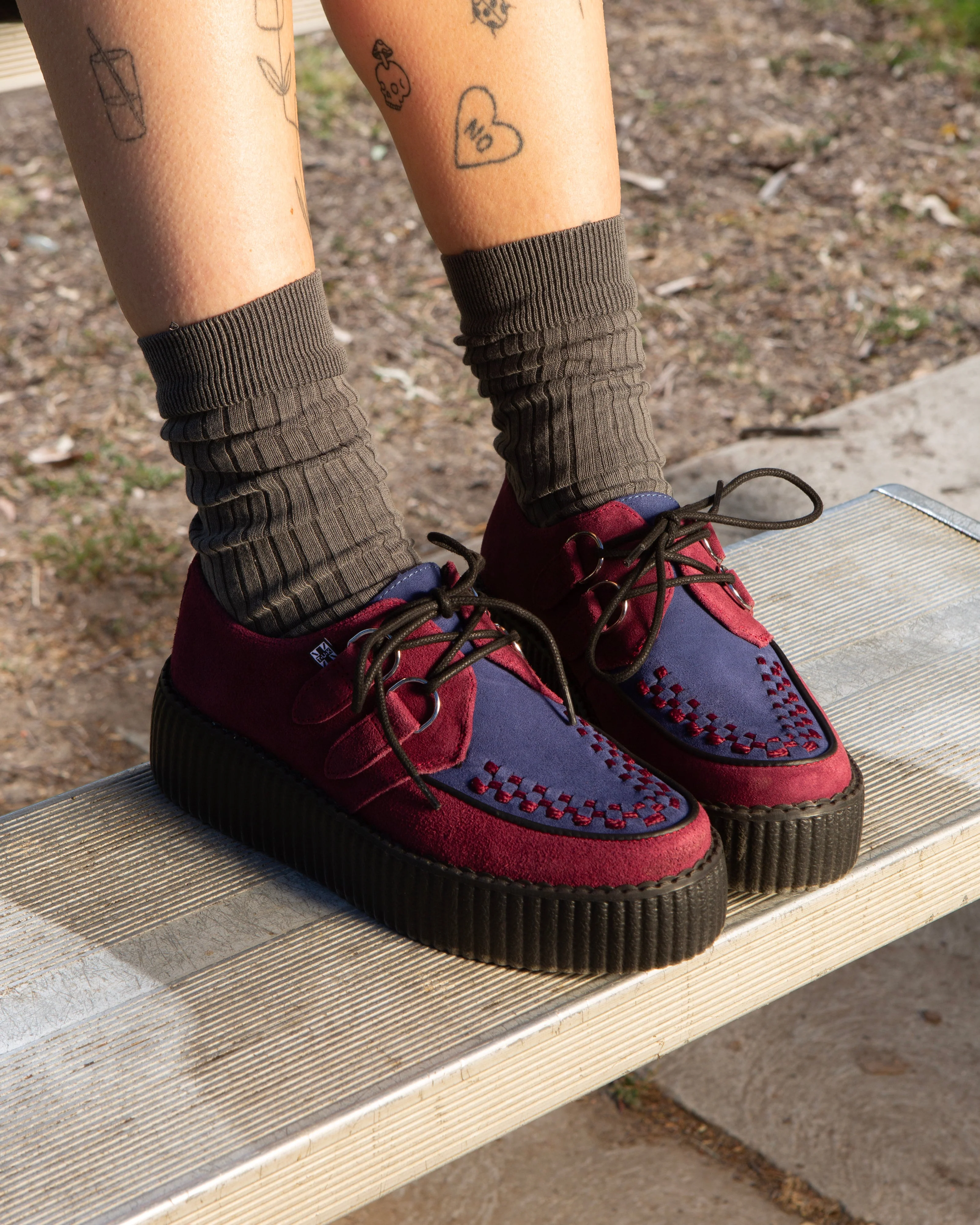 Burgundy & Navy Suede Viva Mondo Creeper