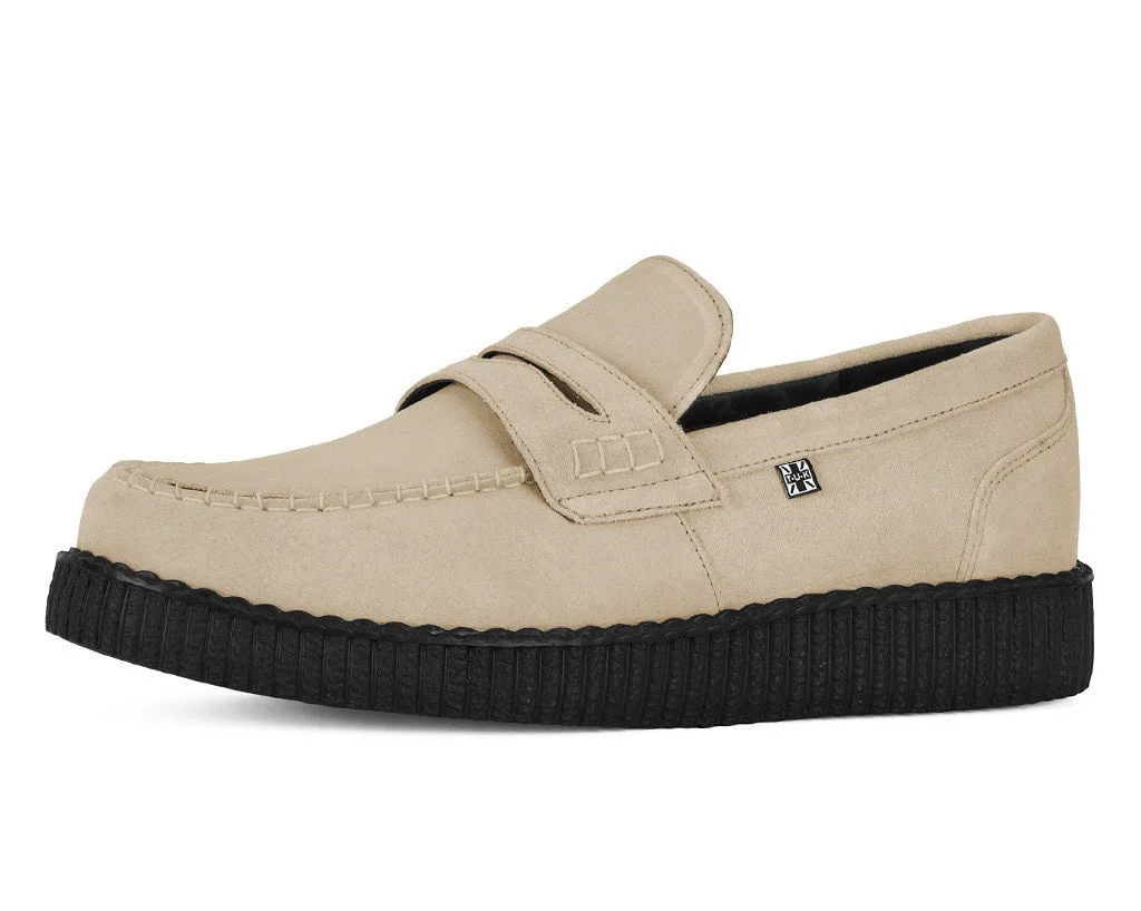 Tan Suede Penny Loafer Viva Low Creeper